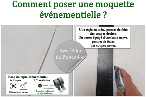 Moquette anti-feu réutilisable blanche pour sécuriser vos stands de 2m - 3