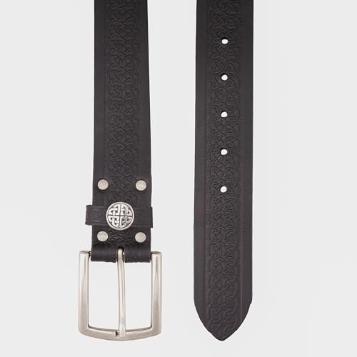 Imported Genuine Leather Belt for Men Italian Full Grain Vegetable Tanned with Celtic Weave Embossing, Made in Ireland2