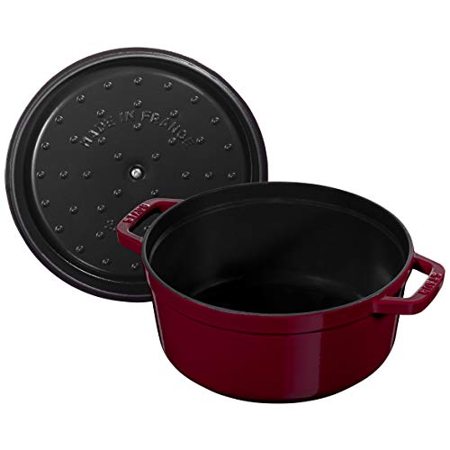 Image of STAUB La Cocotte 6.75L Enamel-Coated Round Cast Iron Cocotte with Nickel Knob Lid - All Cooktops, Made in France, Bordeaux