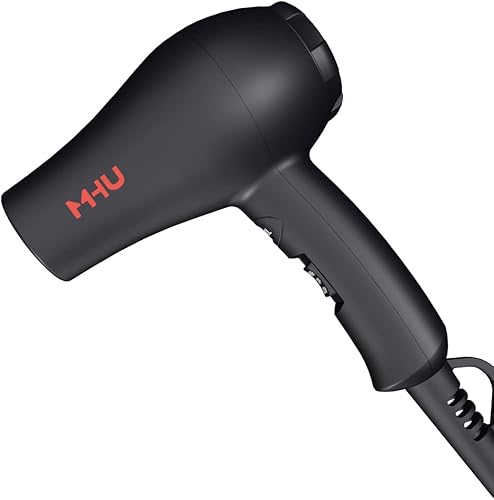 Miniatura 8 de Mini secador de pelo de viaje iónico de cerámica de 1000 vatios para caravana, ligero, 2 ajustes de velocidad con concentrador, color negro