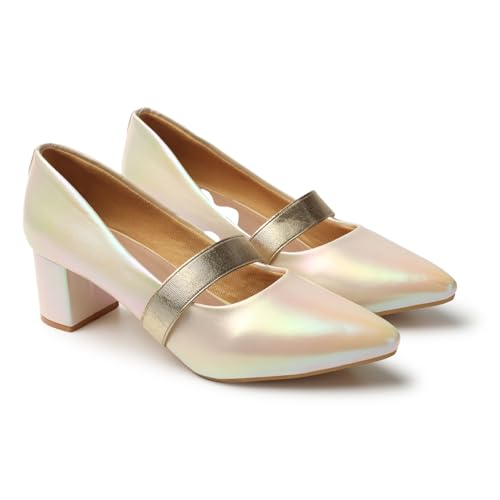 Image of ELLE Women's Mary Jane Style Block Heels Slip-On Pumps