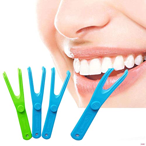 Wiederverwendbare Zahnseide Halter, 3 Stück Flosser Zahnseidenhalter, Dental Floss Halter, Zahnseide-Stick Zahnreinigung, Mundhygiene Zahnreinigung, für Familien Hotels und Reisen, 2 Blau, 1 Grün – Bild 6