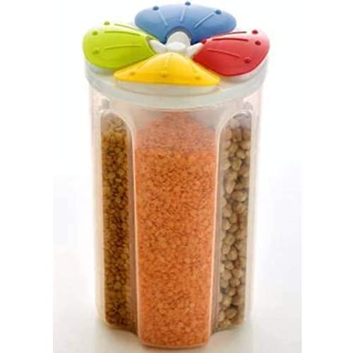 Image of 4 Sections Air Tight Transparent Storage Container Jar (1)