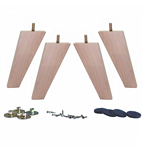 WEICHUAN Tapered Solid Beech Wood Furniture Legs for Sofa Couch Chair Ottoman Loveseat Table Cabinet Legs Furniture Feet Replacement(5.5' Slant Set of 4)