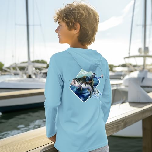 Palmyth Boys Fishing Shirt Youth Hoodie UPF 50+ Sun Protection Long Sleeve3