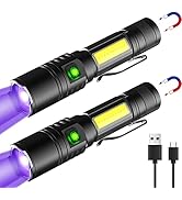 2 UV Flashlight Black Lights, COSOOS USB Rechargeable UV Light with 7 Modes, IPX 4 Waterproof, Zo...