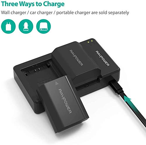 NP-FZ100 RAVPower [Upgraded] Camera Batteries Charger Set for Firmware 2.0 Sony Alpha A7 III Battery A7R III A9 Alpha 9 A7R3 a6600 a7R IV Alpha a9 II Alpha 9R A9R Alpha 9S (2-Pack, 2040mAh) - Thumbnail 4