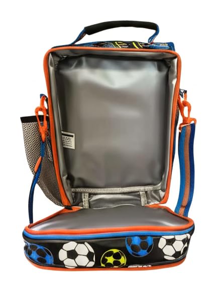 Image of Lunch Bag for Kids, Lunch Bag for Office Men, Women and Kids, Canvas Tiffin Bags for School, Picnic, Work, Carry Bag for Lunch Box and Water Bottle (Vertical Football D)