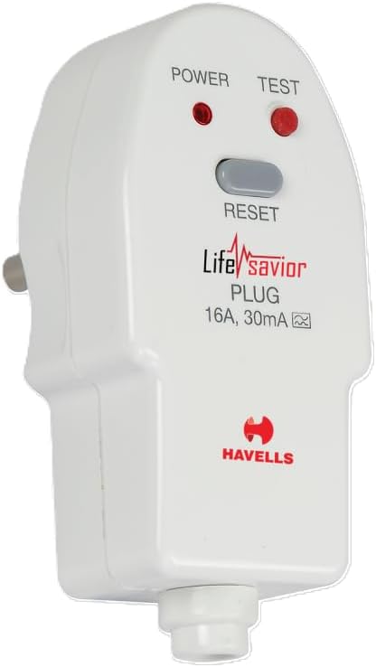Havells Plastic 16A 30mA PRCD Plug Top (White)