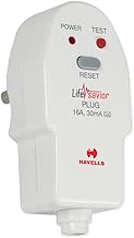 Havells Plastic 16A 30mA PRCD Plug Top, Equipped with a Safety Shutter Socket Along with An Auto Trip Feature Which Shuts Off if Detects Any Current Leakage, Backup Protection for Overload 6IEC: 61540