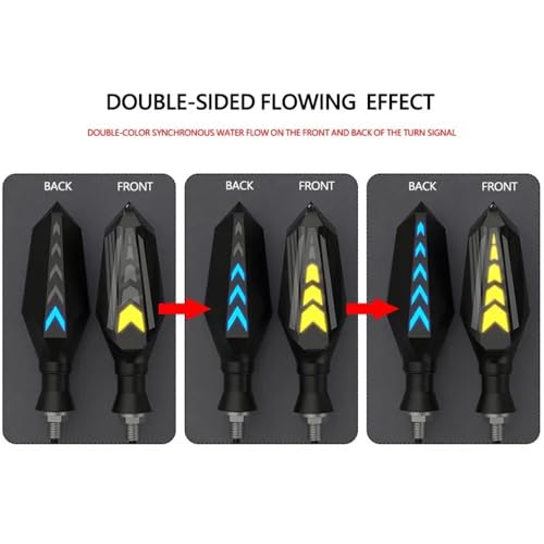 Luz de señal giro para motocicleta con intermitente de flecha y flujo de agua dinámico azul 3