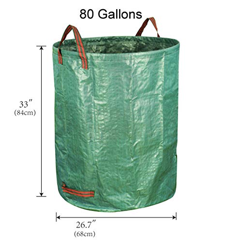 Gardzen 3-Pack 80 Gallon Garden Bag - Reuseable Heavy Duty Gardening Bags, Lawn Pool Garden Leaf Waste Bag #TOP2