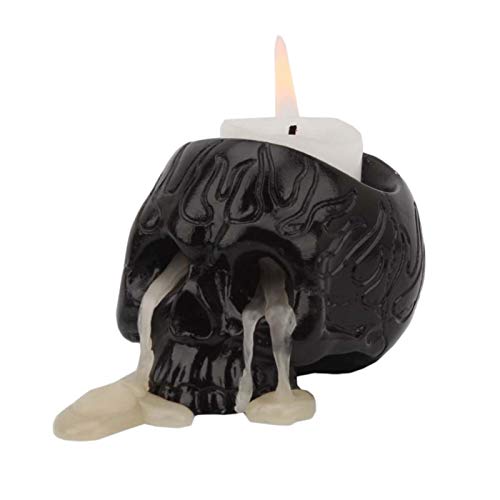 Skeleton Candle HolderNovel Black Skull Candle Holder Resin Candlestick Crafts Decor for Home and Office