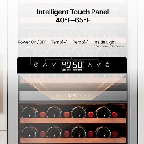 Image of Ca'Lefort 24 Inch Wine Fridge Set, 180 Bottle Capacity Dual Zone Wine Cooler Refrigerator, Built-in Glass Door Wine Fridge with Adjustable Shelves & 3 LED Lighting for Home Bar Kitchen (Two 24 inch Units)