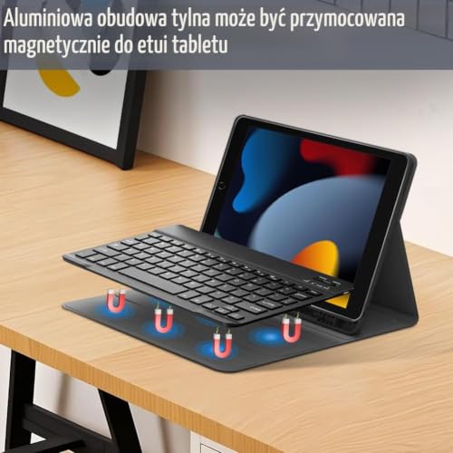 Aolso Bezprzewodowa klawiatura z podświetleniem, bezprzewodowa klawiatura z uchwytem do telefonu, klawiatura Bluetooth i lekka mysz z możliwością ładowania, do iPada/Samsung/iOS/Android/Windows