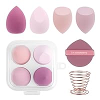 4 Stück Make Up Schwämme Set, Professionelle Makeup Sponge mit Puderquaste und Schwammhalter, für Feucht und Trockenanwendung, Kosmetik Schwämmchen für Foundation