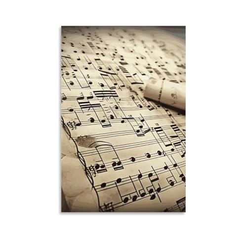 Peinture sur toile partition de musique HEBVNJF pour décoration murale de salon