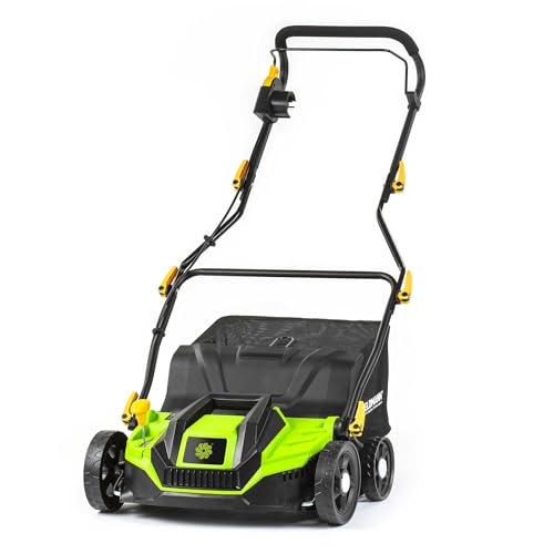 Escarificador y rastrillo eléctrico 2 en 1, 1300 W, Ancho de Corte de 320 mm, depósito de 40 L, Mango Ajustable, Profundidad de Corte de -12 a +10 mm, 2 Cilindros Intercambiables