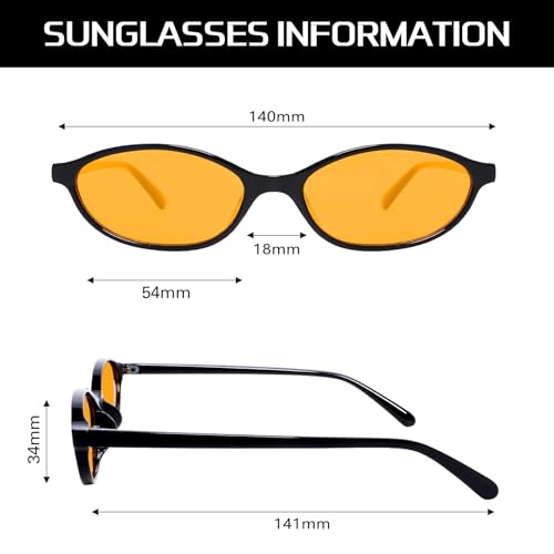 Image of GUVIVI Retro Oval Sunglasses for Women Chic Cat Eye 90s Sunnies Lightweight Narrow Shades Trendy UV protection Sun Glasses