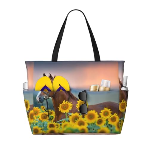 Grand sac de plage imprimé cheval pour ranger toutes vos affaires