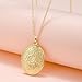 Antique Empaistic Carved Photo Locket Hold Picture Engraved Flower Pattern Oval Round Heart Vintage Pendant Necklace for Women Memory Romantic Souvenir Jewelry-gold