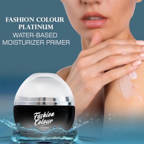 Image of FASHION COLOUR Platinum Water-based Moisturizer Primer | Lightweight Moisturiser Primer to Brighten Skin, Enhance Glow | Gives Non-Greasy Fresh Glowing Skin - For Men & Women | 45g (Pack of 2)
