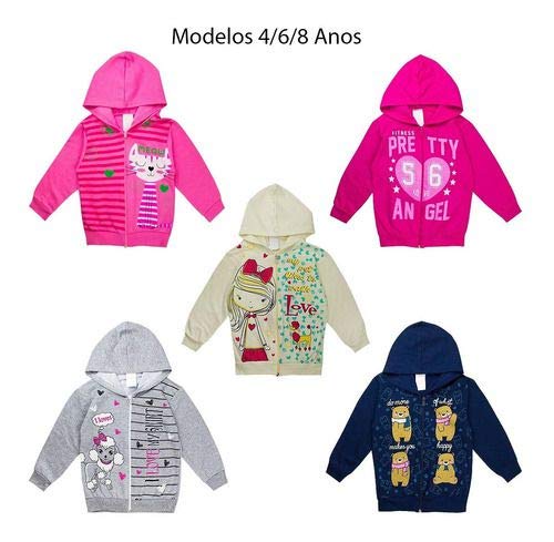 Casaco Menina Moletom Jaqueta Capuz E Zíper Roupa Frio