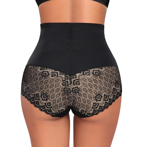 Image of Werena Tummy Control Shapewear Panties for Women High Waisted Shaping Underwear Lace Body Shaper Girdle