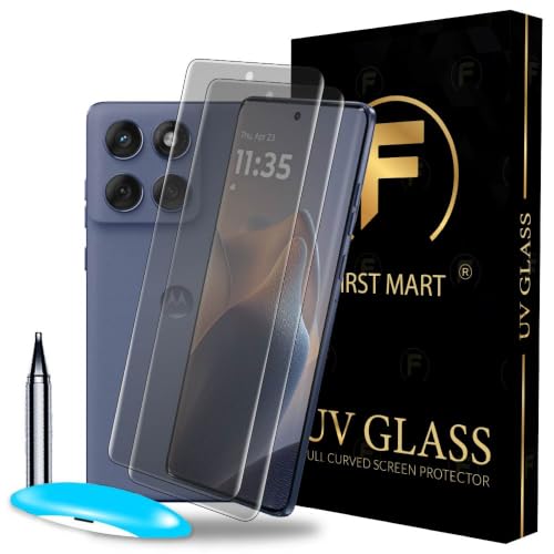 Image of FIRST MART Matte UV Tempered Glass for Motorola Edge 60 Fusion, Edge 60 Pro & Moto Edge 60 5G, 2 Pack | Anti-Glare Curved Screen Protector, 9H Scratch Resistant, Fingerprint Compatible, Case-Friendly