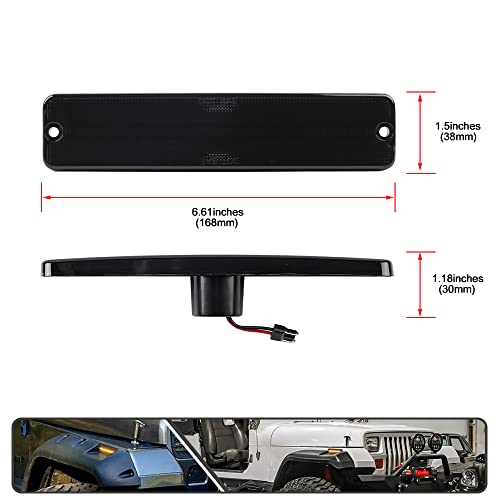 Mingrui Test 2Pcs Amber Led Side Marker Light For Jeep Wrangler Yj 1987-1995 Indicatior Turn Signal Lights Replace Oem Side Marker Lamp Smoked Lens 56001424 #TOP5