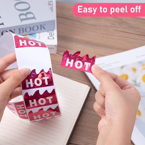 600 PCS Rave Hot Stickers, 2 x 1-1/5 Inch Flame Shaped Holographic Pink Hot Warning Labels, Hot Stickers for Music Festivals, Marking for Restaurant Supermarkets Stores Shops,Spicy Food - Image 6