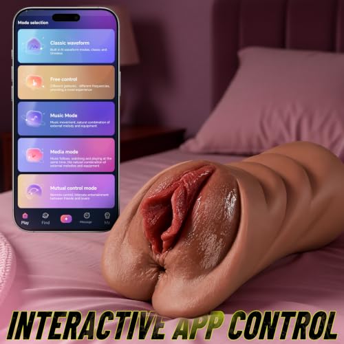 Image of AI Sync Vibrating Pocket Pussy Male Masturbator Sex Toys for Men,Thick Labia Pussy Masturbators Sex Toy with 5D Deep Vagina and Tight Anus, Lifelike Male Stroker Adult Sex Toys for Men Masturbation