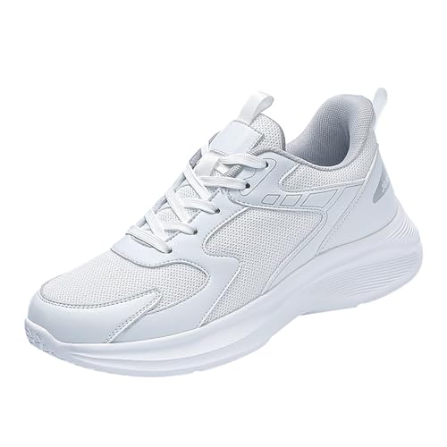 Zapatillas de deporte para hombre y mujer, talla grande, zapatos de deporte, senderismo, tejido de malla transpirable, ligero, tendencias y zapatillas casuales para correr, blanco, 46 EU