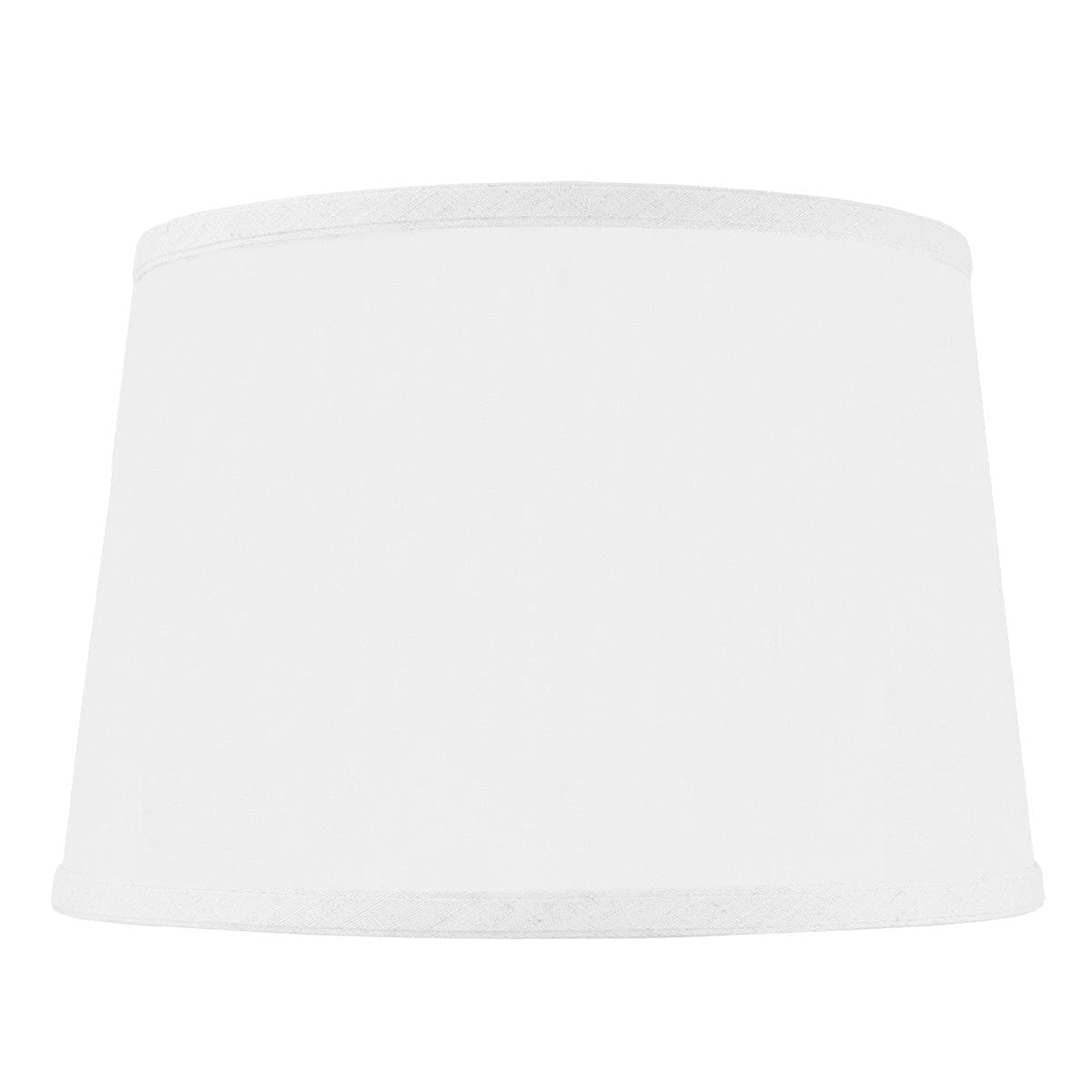 10x12x08 Hardback Shallow Drum Lampshade White Linen with Brass Spider fitter - Perfect for table and desk lamps - Medium, Off-white
