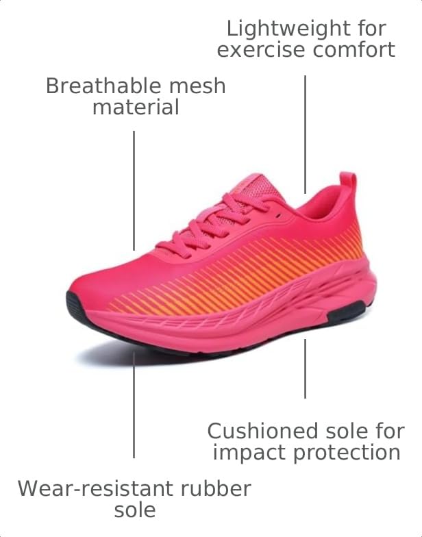Image of GSLMOLN Women's Non-Slip Fashion Walking Shoes Breathable Mesh Tennis Gym Sneakers