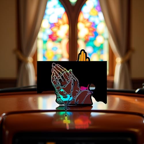 Image of Praying Hand Decal Sticker Religious Bumper Window Window Laptop Rosary Vinyls Sticker Car Styling Decal Praying Hand with Rosary Sticker Decal Coloured(ZS468)