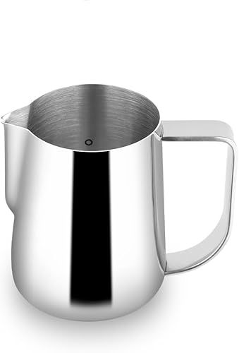 Miniatura 10 de watchget Jarra espumadora de leche de 16.9fl oz17 oz jarra de vapor espresso con revestimiento amarillo mate, jarra de vapor de leche de acero