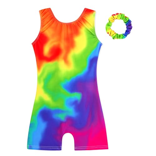 HOZIY Gymnastics Leotards for Girls with Shorts Biketards Dance Tumbling Outfits Matching Scrunchies 1-12 Years Old