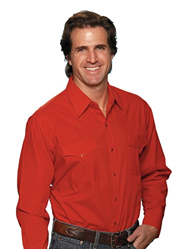 ELY CATTLEMAN Men's Long Sleeve Solid Western Shirt Red X-Large