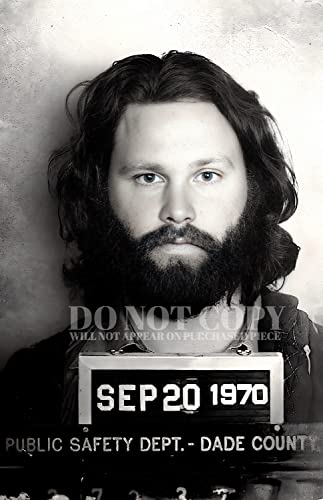 Photo de Jim Morrison Mugshot The Doors : Affiche d'art rock américain 1970