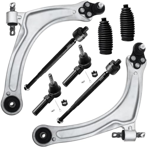 Image of Detroit Axle - 8pc Front End Kit for Chevrolet HHR Cobalt Pontiac G5 Pursuit, 2 Lower Control Arms with Ball Joints 4 Inner Outer Tie Rod Ends 2 Boots Replacement