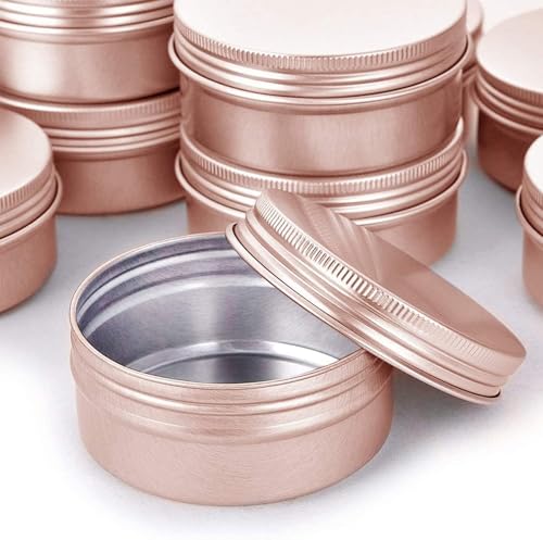 1 Ounce Aluminum Tin Jar with Screw Cap 30mL Tin Cans Refillable Containers for Cosmetic, Lip Balm, Cream, Lotion, Balms, Spices, Salve, Rose Gold 20 Pcs4