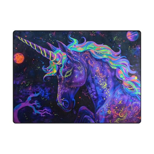 Tapis de sol contemporain doux licorne fluo pour isoler le sol