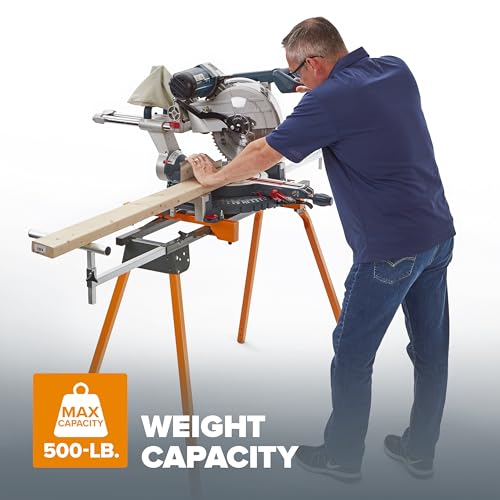 Image of BORA Portable Miter Saw Stand with Pedestal Roller - Universal Folding Work Support for Workshop Tools Compound Miter saws, Chop Saws - 500 Lb Max PM-4000B