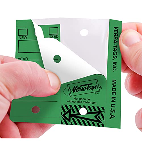 Image of Versa-Tags 500 Key Tags, Self Protecting Poly, 1.25''x3'', Highly Resistant to Abrasion, 500 Key Tag Pack, 500 Chrome Plated Key Tag Rings Included Color Green