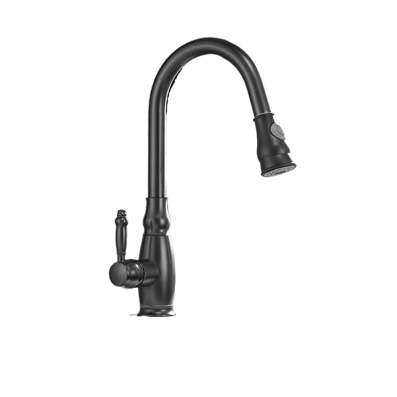 Grifo de cocina extraíble negro mate, mezclador de fregadero giratorio frío y caliente