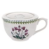 Portmeirion Botanic Garden Jumbo Cup with Lid, 20Oz, Cyclamen, 1 Count (Pack of 1), White