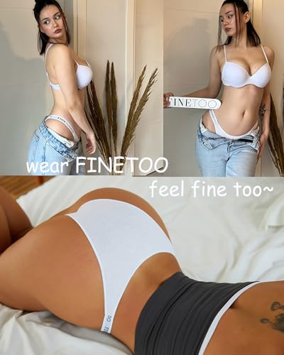 Image of FINETOO Womens Underwear Cotton High Cut String Bikini Panties Low Rise Hipster Ladies Sexy Cheeky Underwear 6 Pack