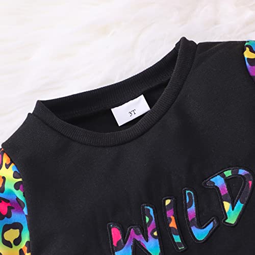 Image of Girls Fall Winter Outfits Cartoon Animal Long Sleeve Crewneck Sweatshirt Top+Sweatpant 2 Piece Clothing Set 3-9T