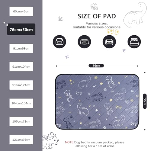 Image of IEUUMLER Washable Pee Pads for Dogs, 2 Pack Non-Slip & Waterproof Pack Whelping Pad, Reusable Washable Puppy Potty Training Pad with Fast Absorbent for Playpen EU007 (Gray Dinosaur, 30 inchX20 inch-2pcs)